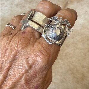 Custom made sterling Silver Marine Corps Ring size 10